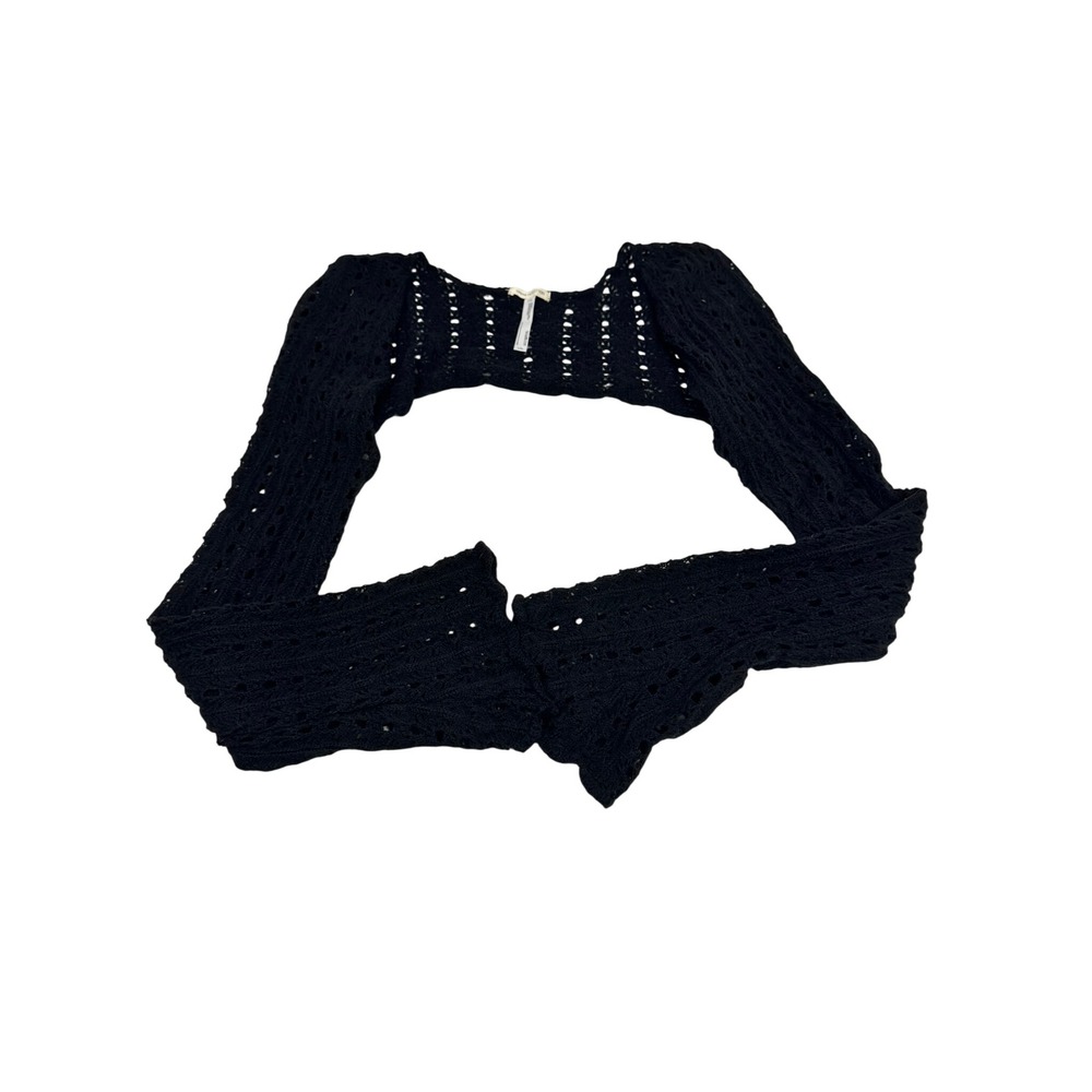 Urban Outfitters Black Crochet Bow Shrug Cardigan Wool Blend L/XL